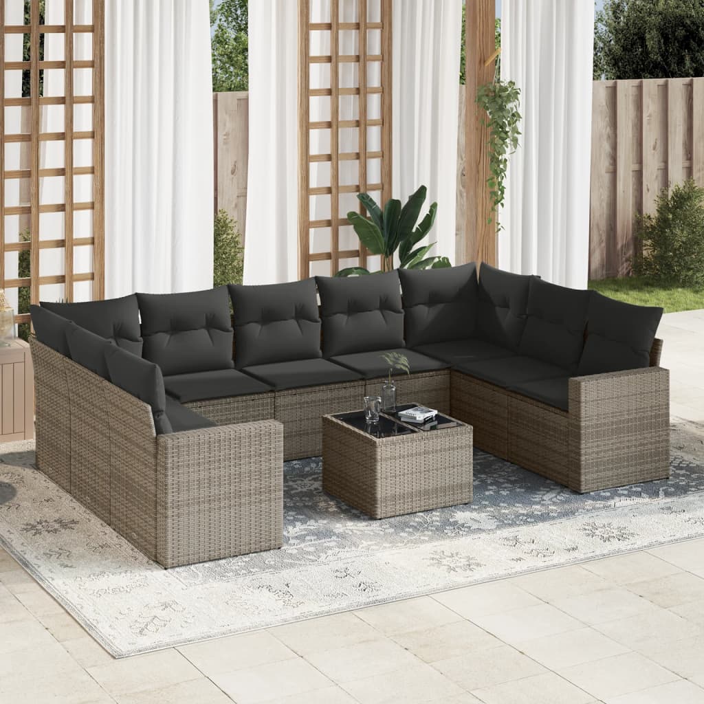 Sofasæt Til Haven 10 Dele Med Hynder Polyrattan Brun