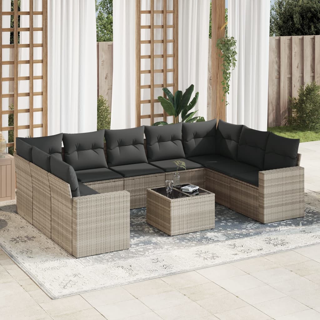 Sofasæt Til Haven 10 Dele Med Hynder Polyrattan Brun