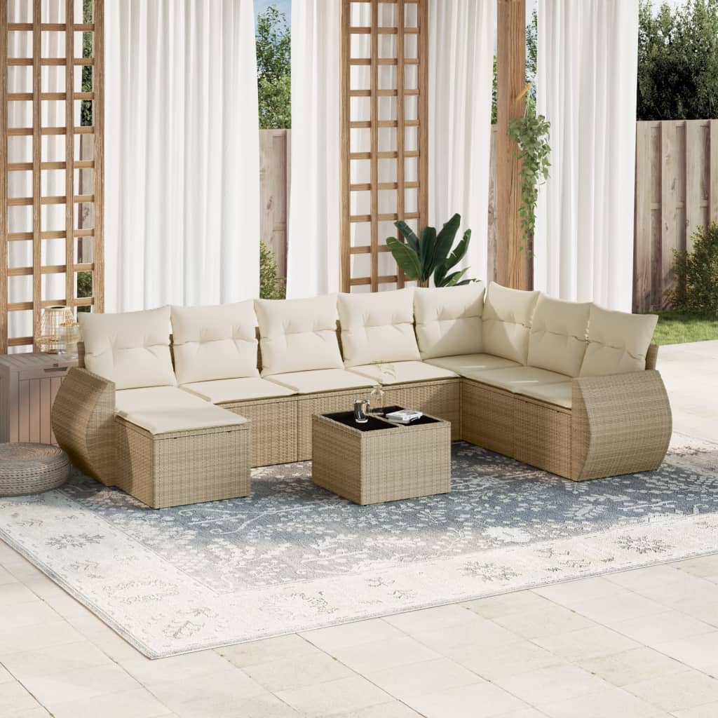 Sofasæt Til Haven 9 Dele Med Hynder Polyrattan Brun