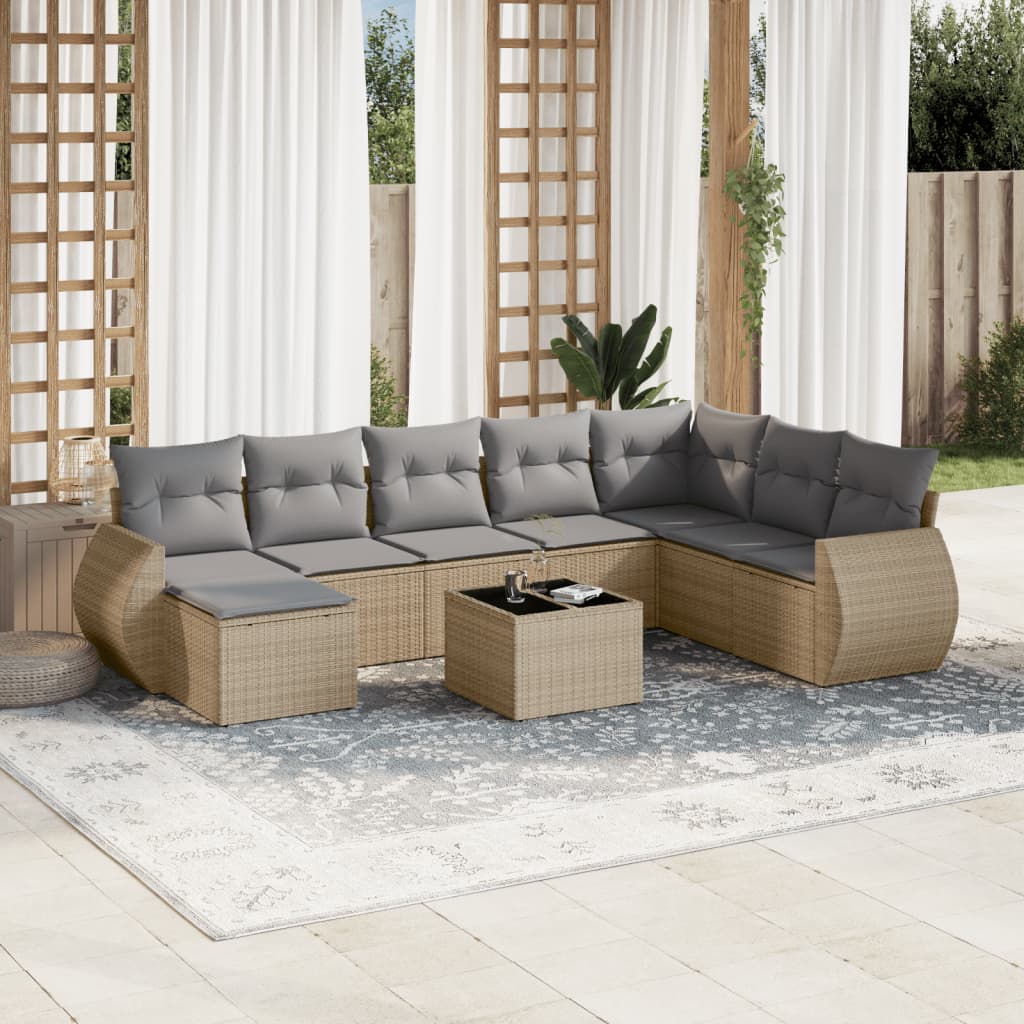 Sofasæt Til Haven 9 Dele Med Hynder Polyrattan Brun