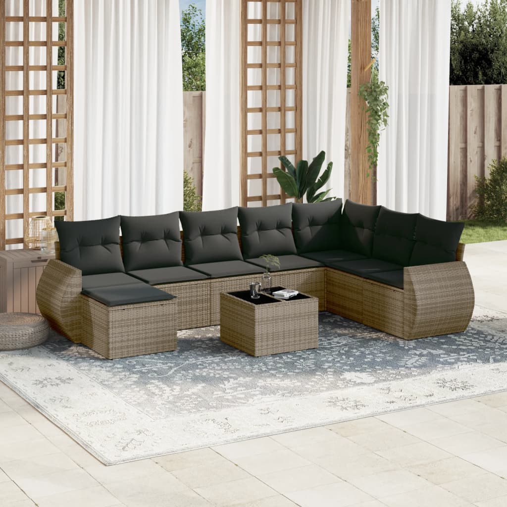 Sofasæt Til Haven 9 Dele Med Hynder Polyrattan Brun