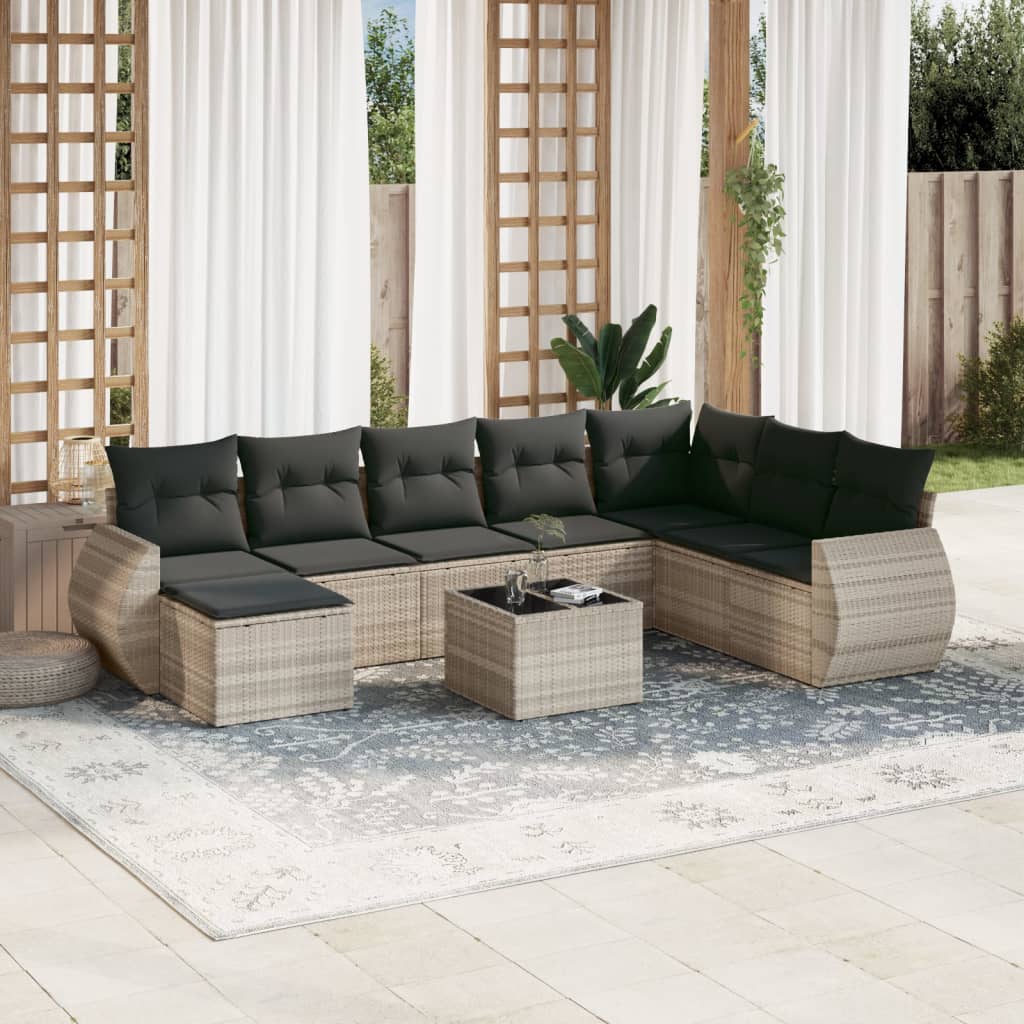 Sofasæt Til Haven 9 Dele Med Hynder Polyrattan Brun