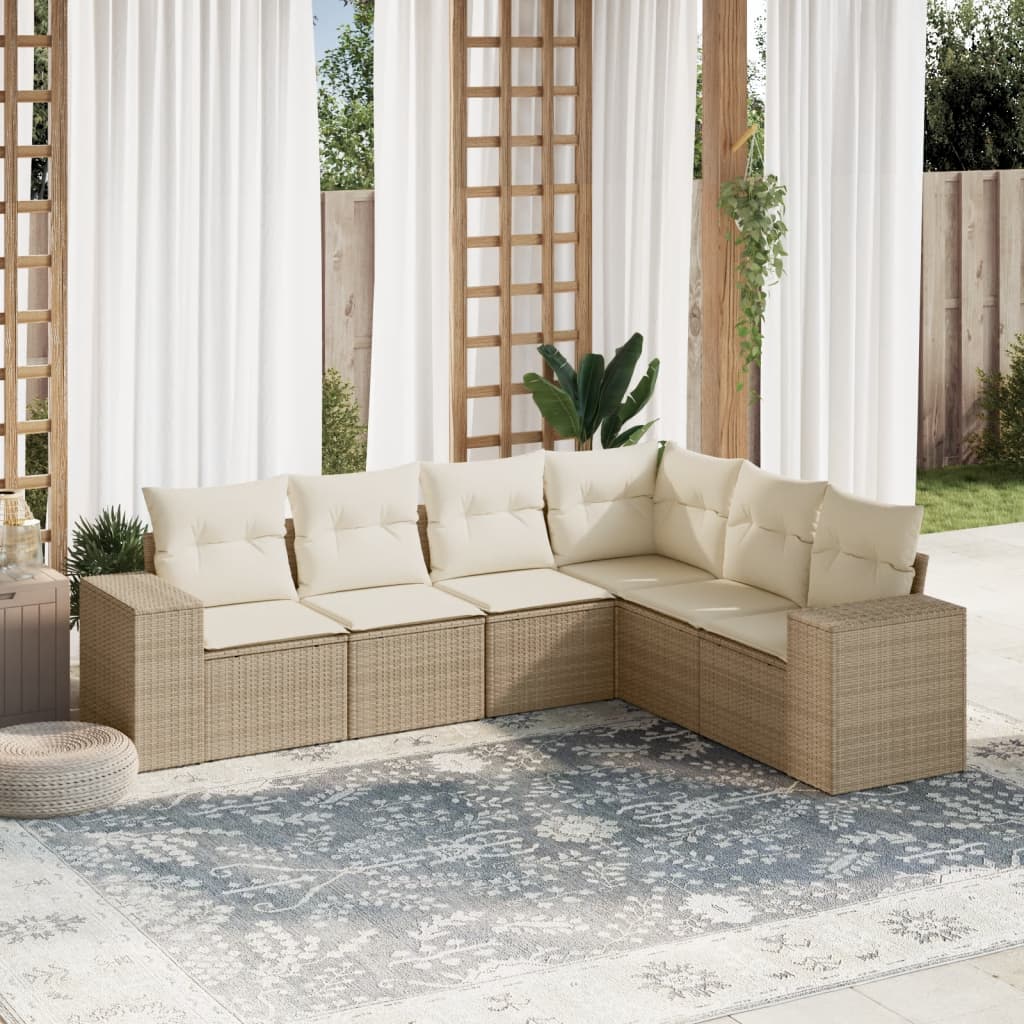 Sofasæt Til Haven 6 Dele Med Hynder Polyrattan Brun