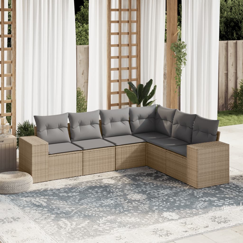 Sofasæt Til Haven 6 Dele Med Hynder Polyrattan Brun
