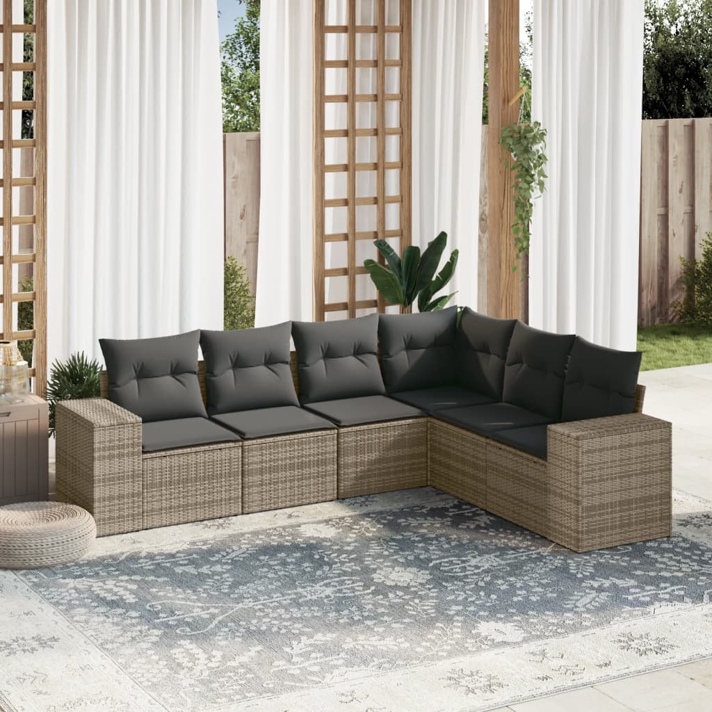 Sofasæt Til Haven 6 Dele Med Hynder Polyrattan Brun