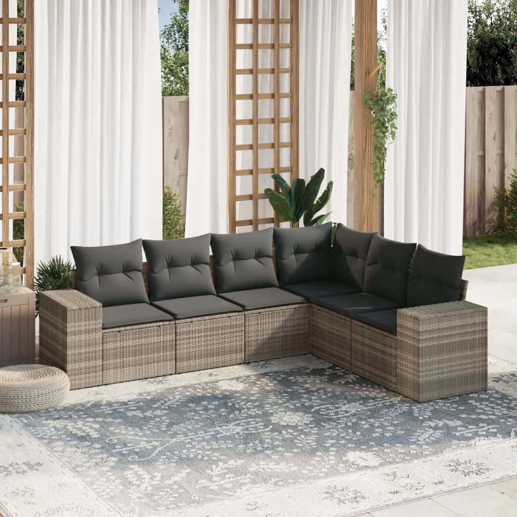 Sofasæt Til Haven 6 Dele Med Hynder Polyrattan Brun