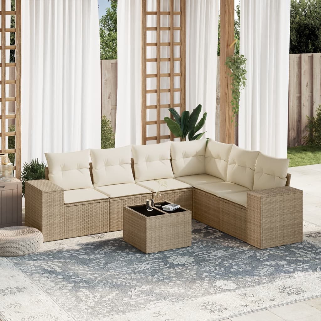 Sofasæt Til Haven 6 Dele Med Hynder Polyrattan Brun