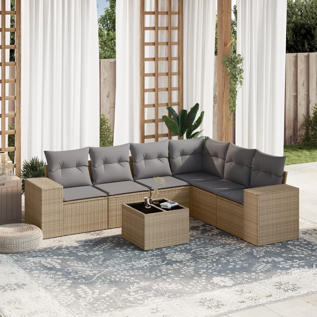 Sofasæt Til Haven 6 Dele Med Hynder Polyrattan Brun