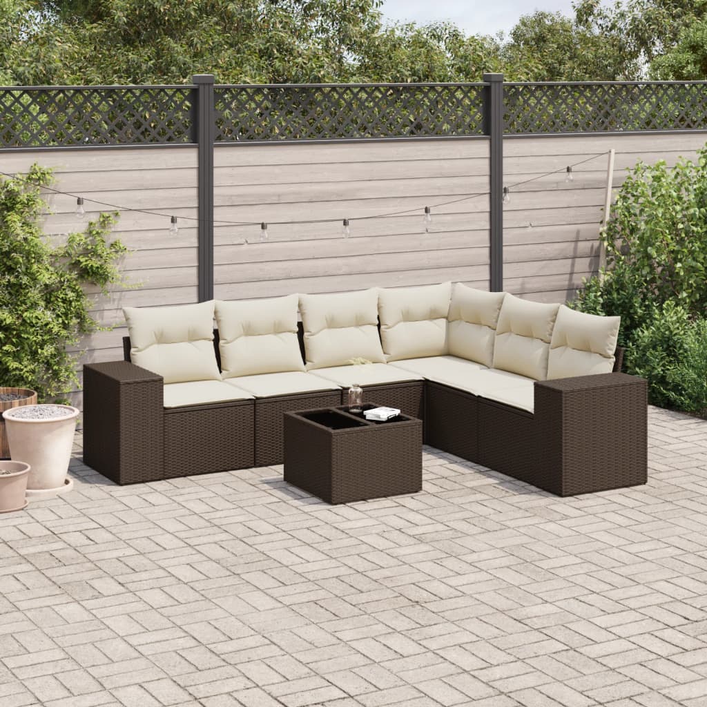 Sofasæt Til Haven 6 Dele Med Hynder Polyrattan Brun
