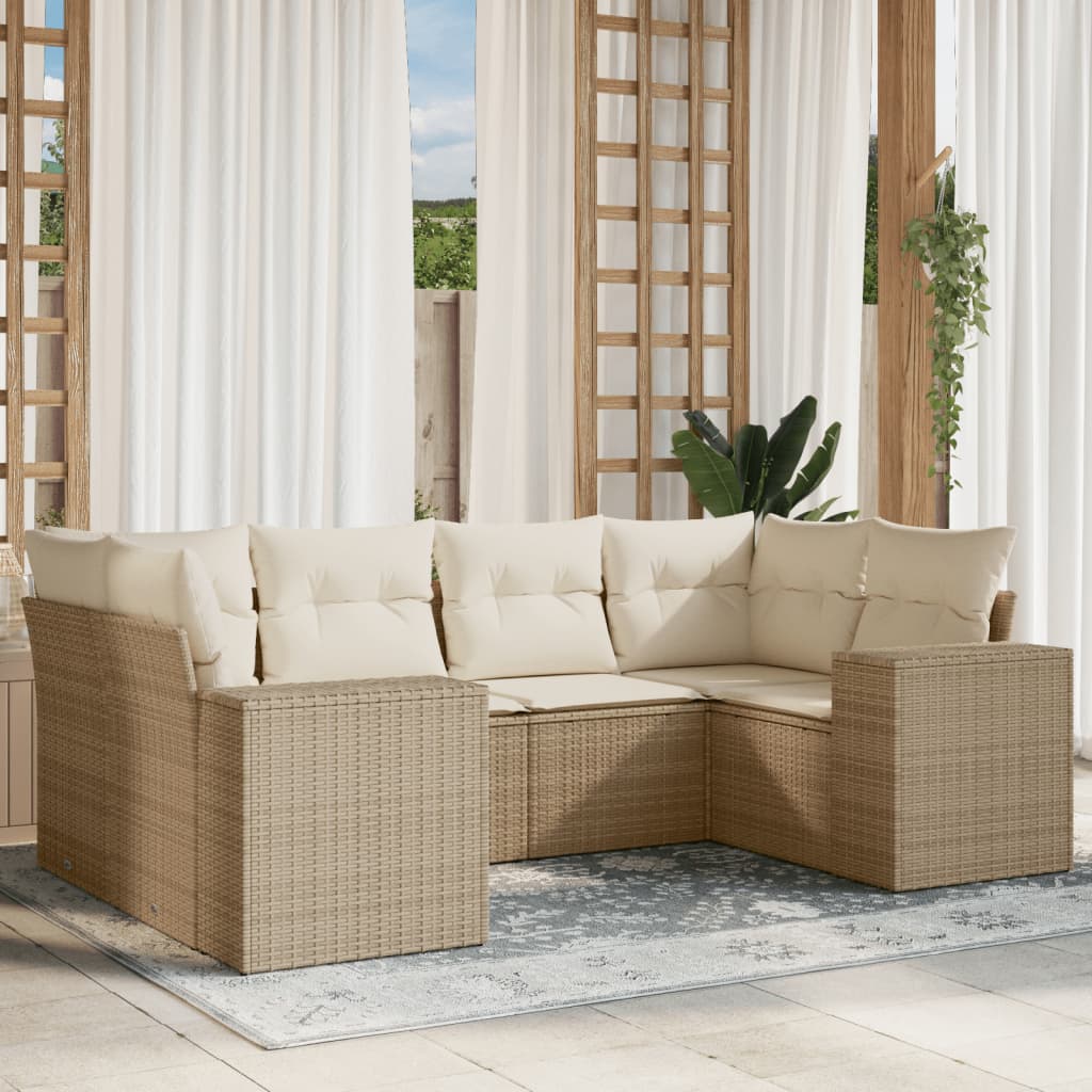 Sofasæt Til Haven 6 Dele Med Hynder Polyrattan Brun