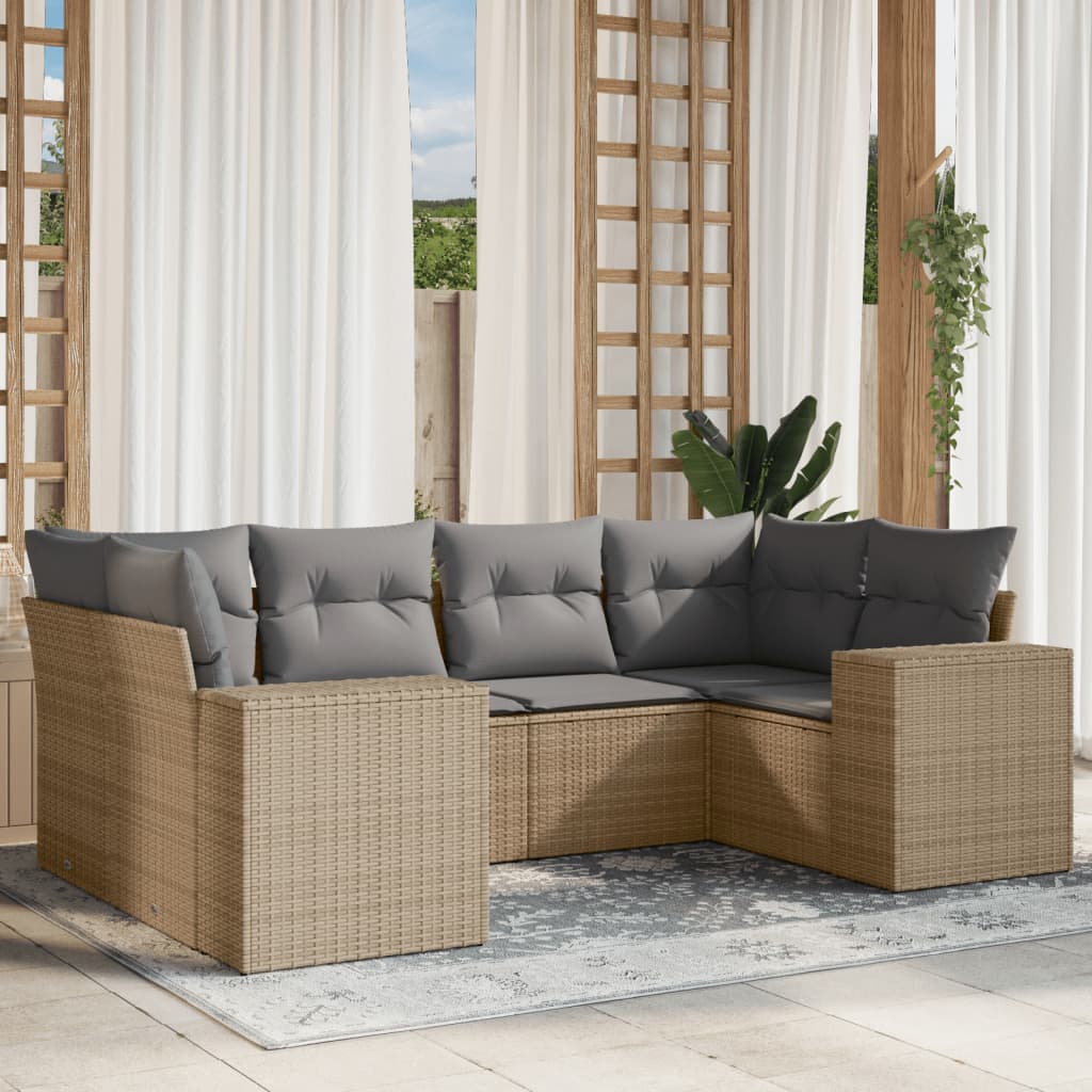 Sofasæt Til Haven 6 Dele Med Hynder Polyrattan Brun