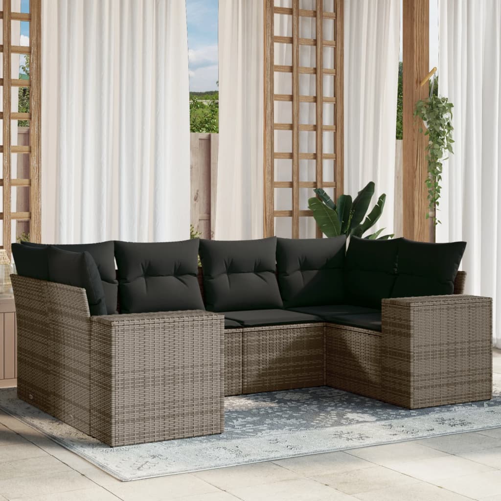 Sofasæt Til Haven 6 Dele Med Hynder Polyrattan Brun