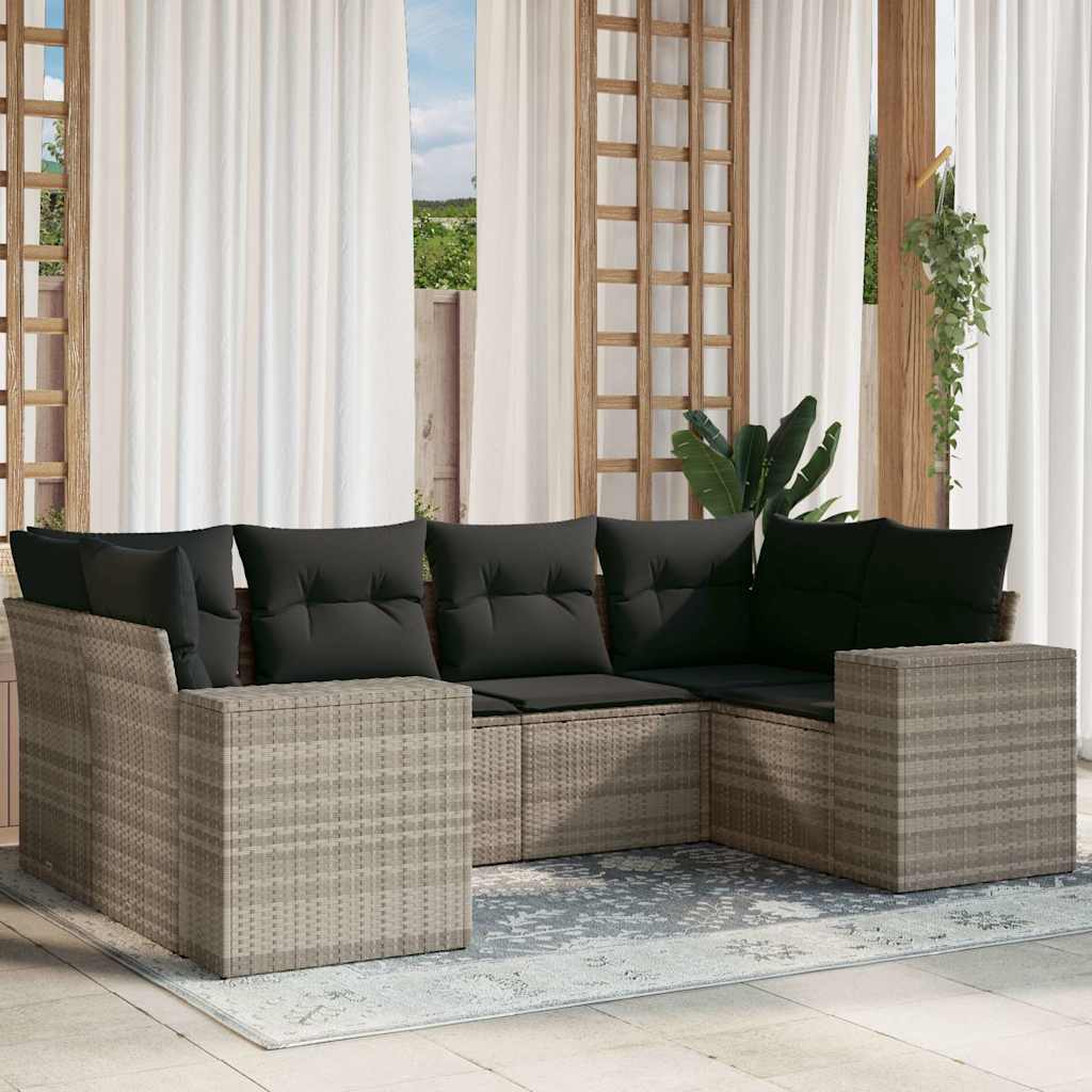 Sofasæt Til Haven 6 Dele Med Hynder Polyrattan Brun