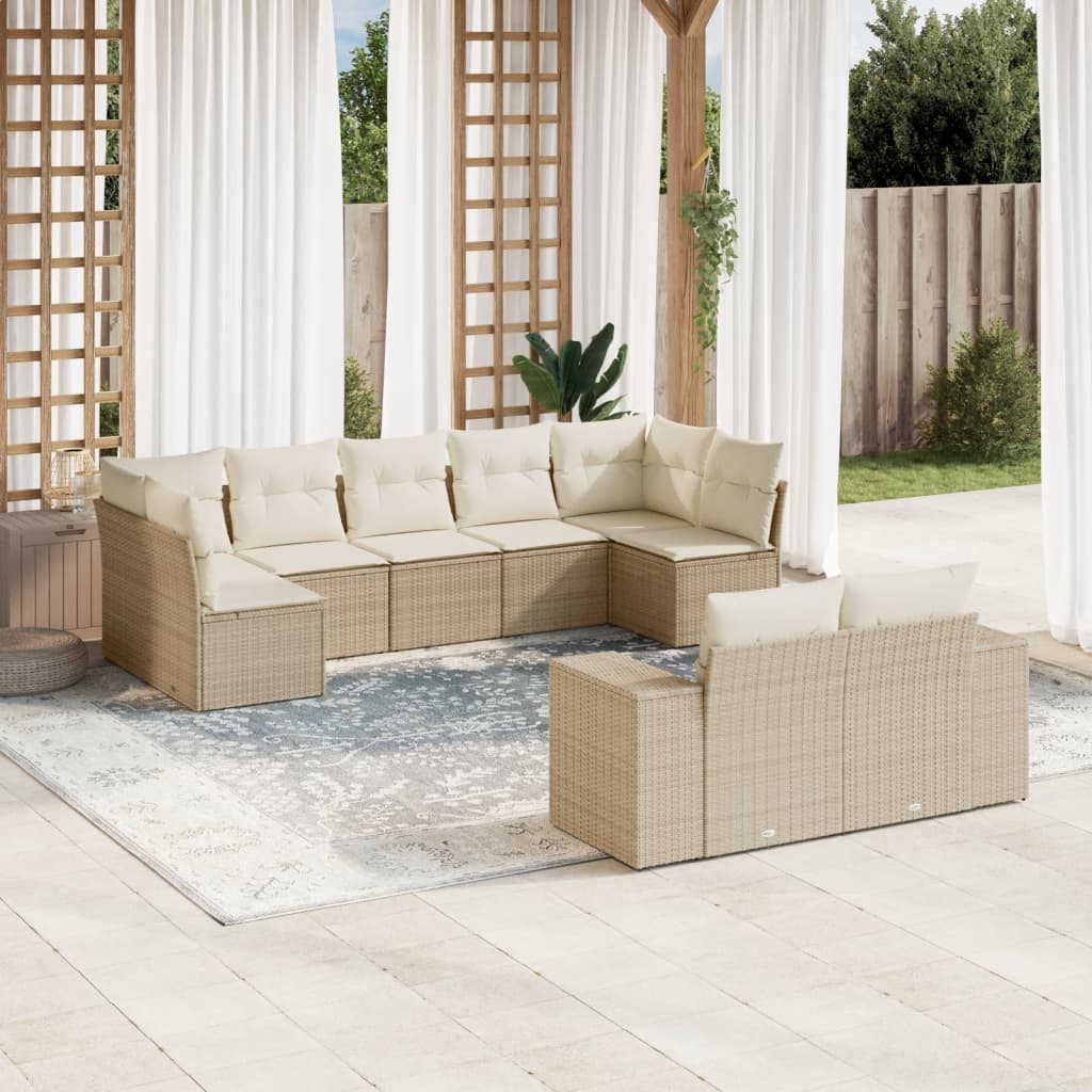 Sofasæt Til Haven 9 Dele Med Hynder Polyrattan Brun