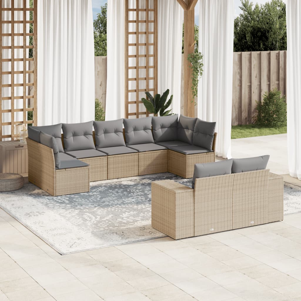 Sofasæt Til Haven 9 Dele Med Hynder Polyrattan Brun