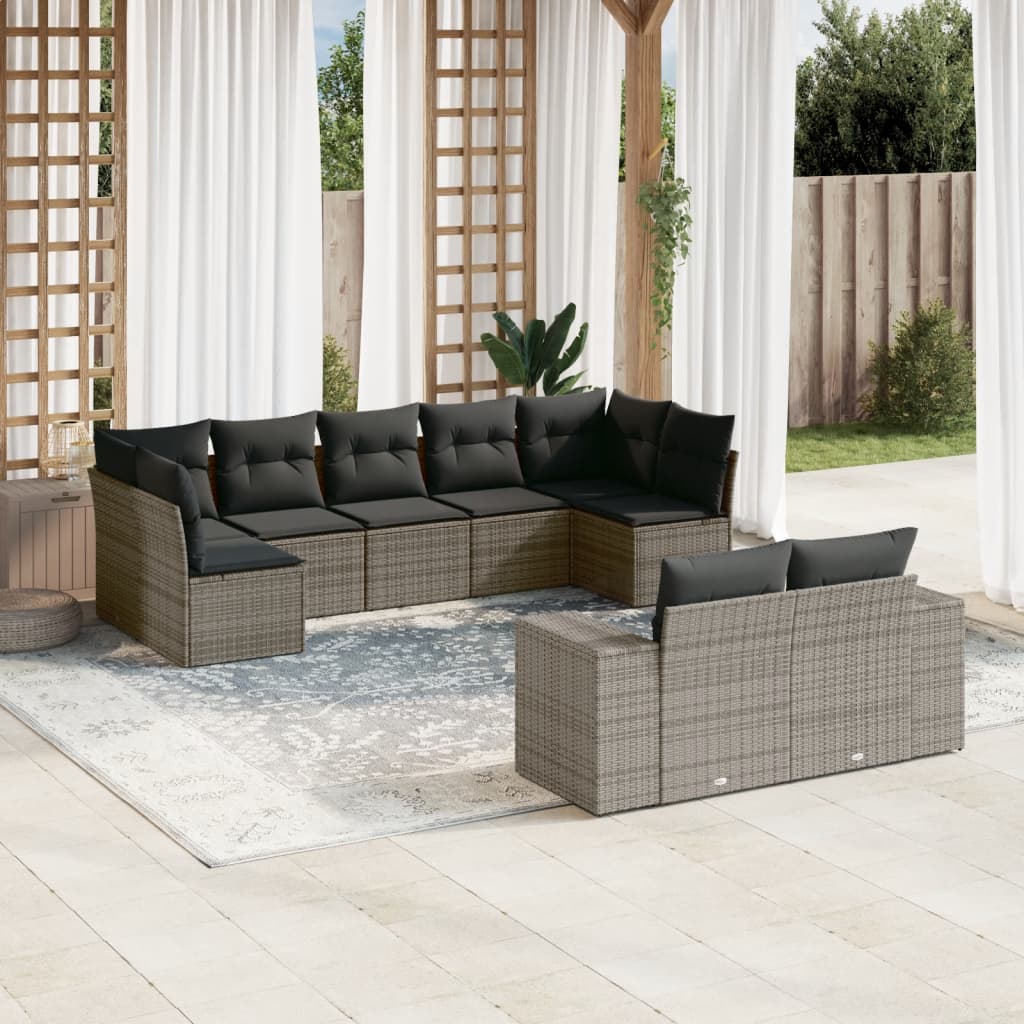 Sofasæt Til Haven 9 Dele Med Hynder Polyrattan Brun