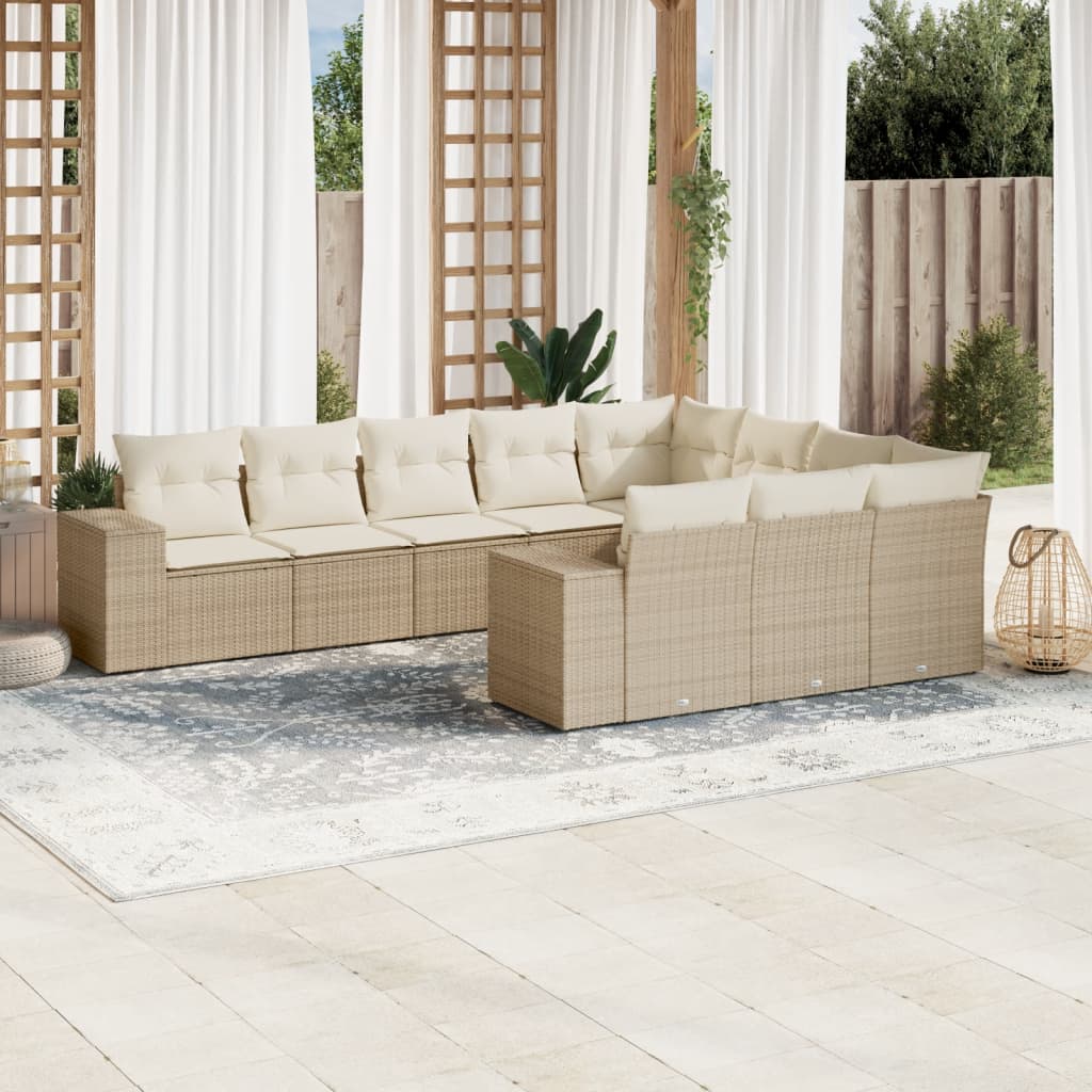 Sofasæt Til Haven 10 Dele Med Hynder Polyrattan Brun