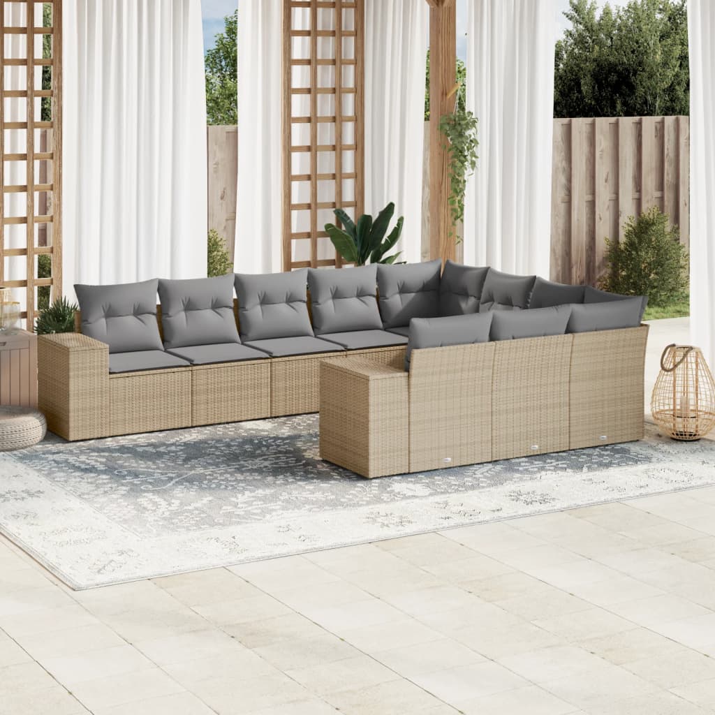 Sofasæt Til Haven 10 Dele Med Hynder Polyrattan Brun