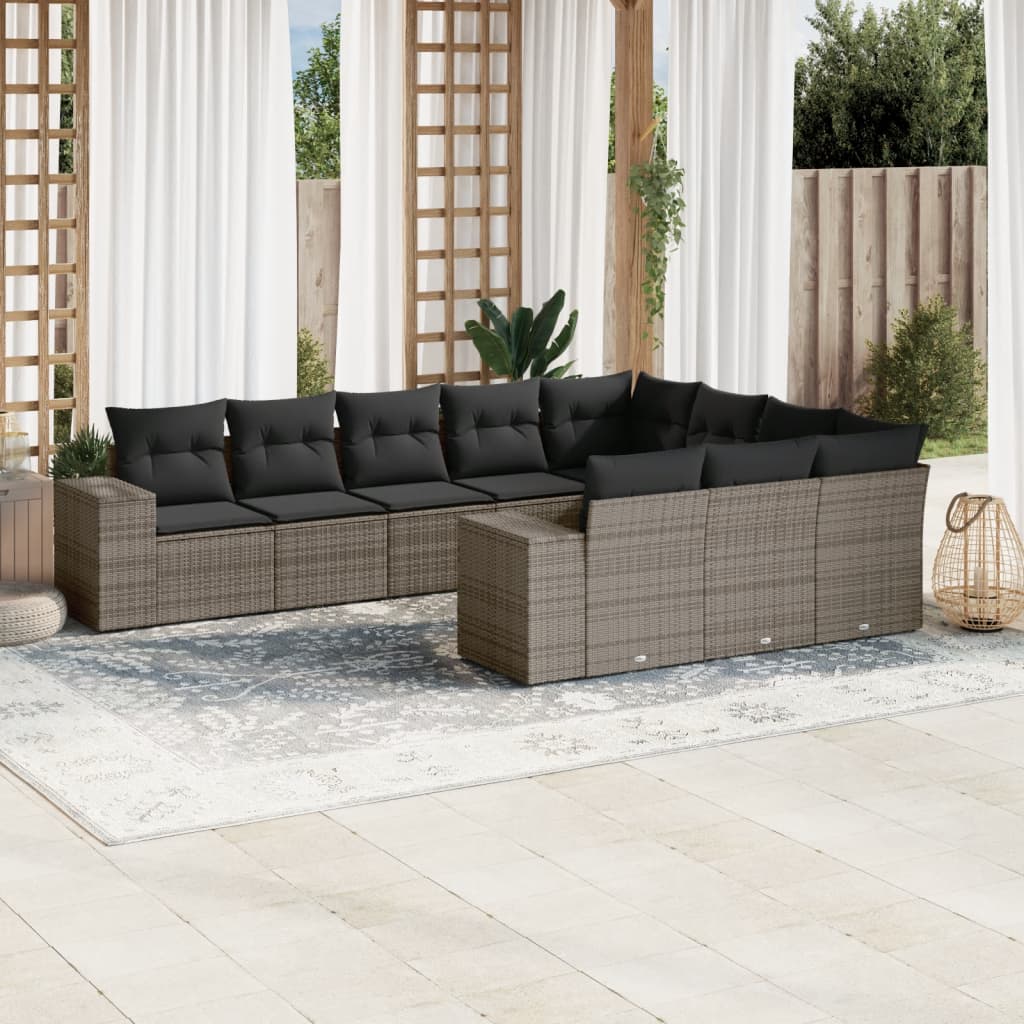 Sofasæt Til Haven 10 Dele Med Hynder Polyrattan Brun