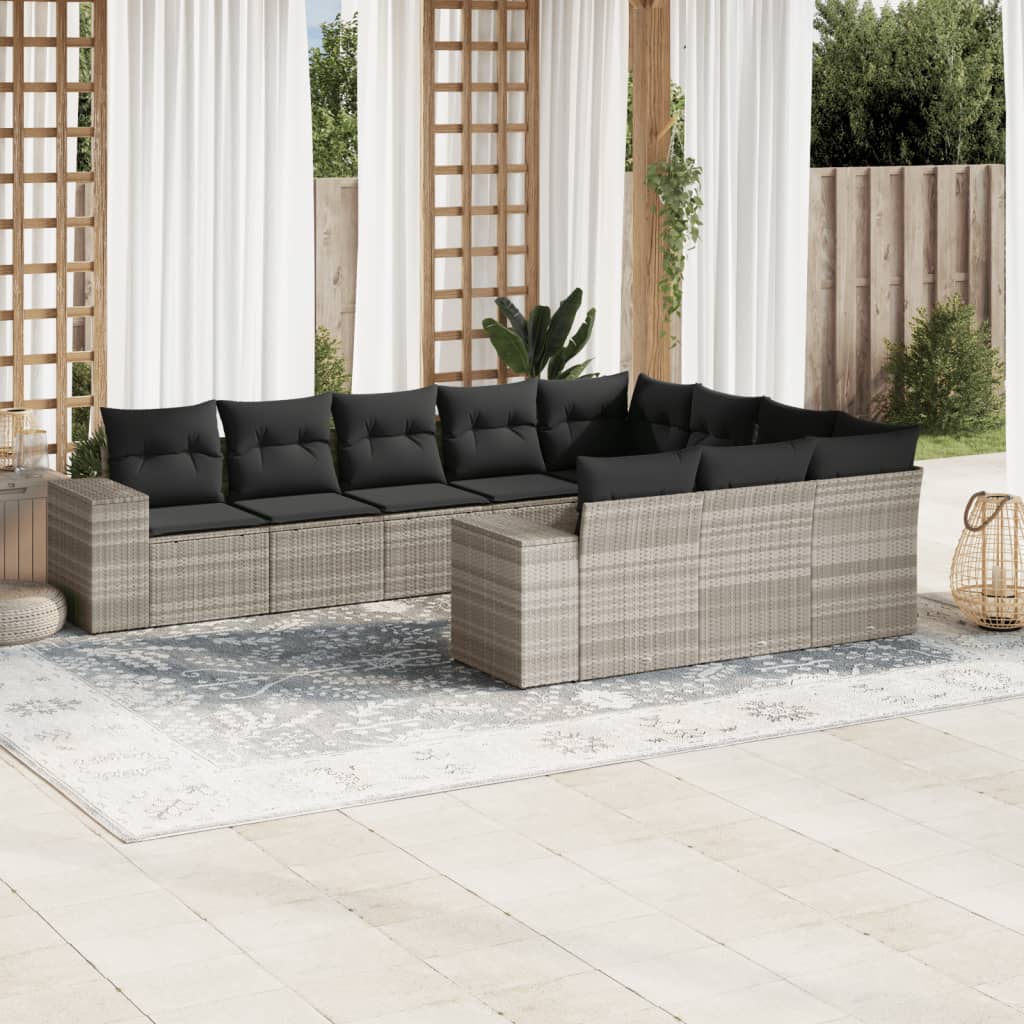 Sofasæt Til Haven 10 Dele Med Hynder Polyrattan Brun