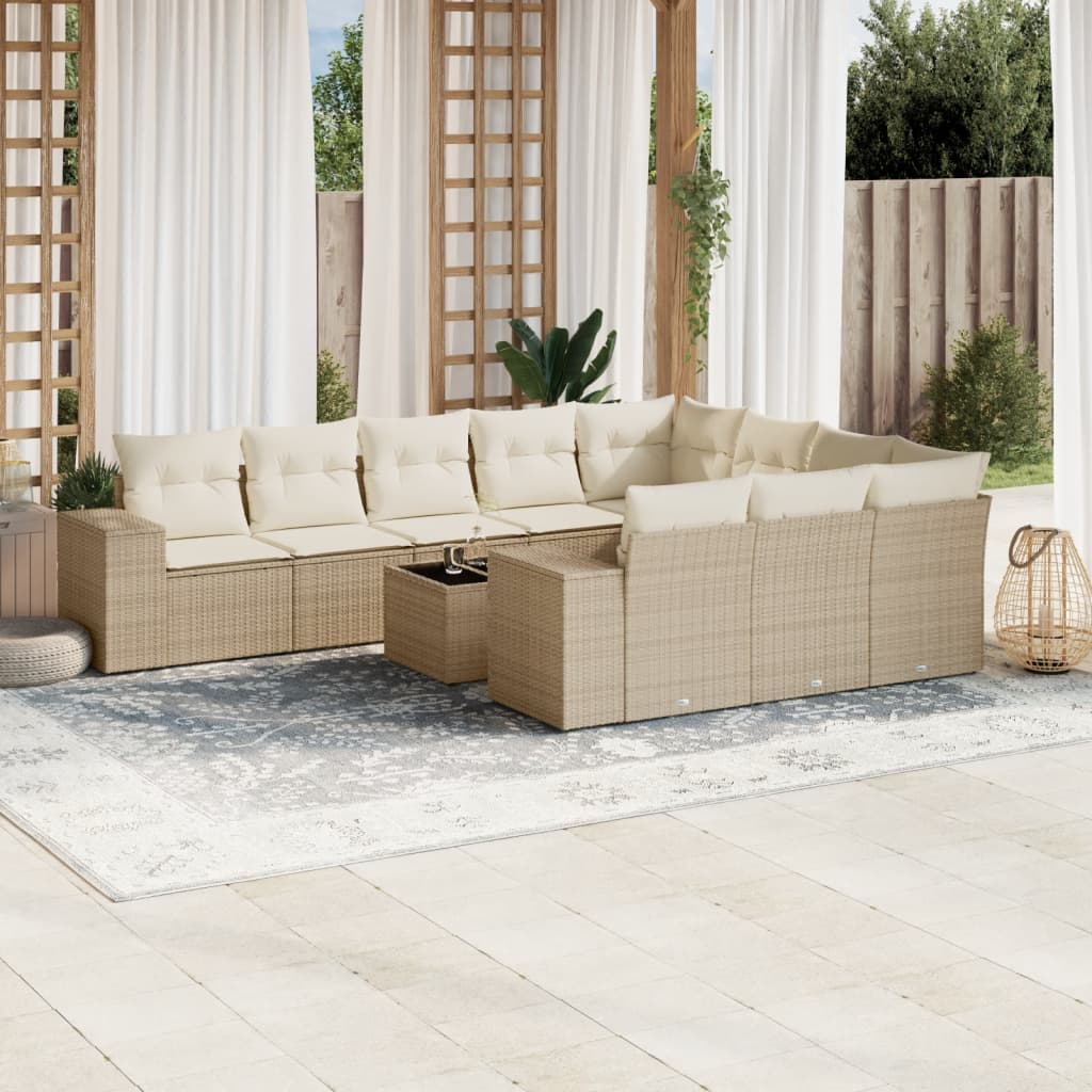 Sofasæt Til Haven 10 Dele Med Hynder Polyrattan Brun