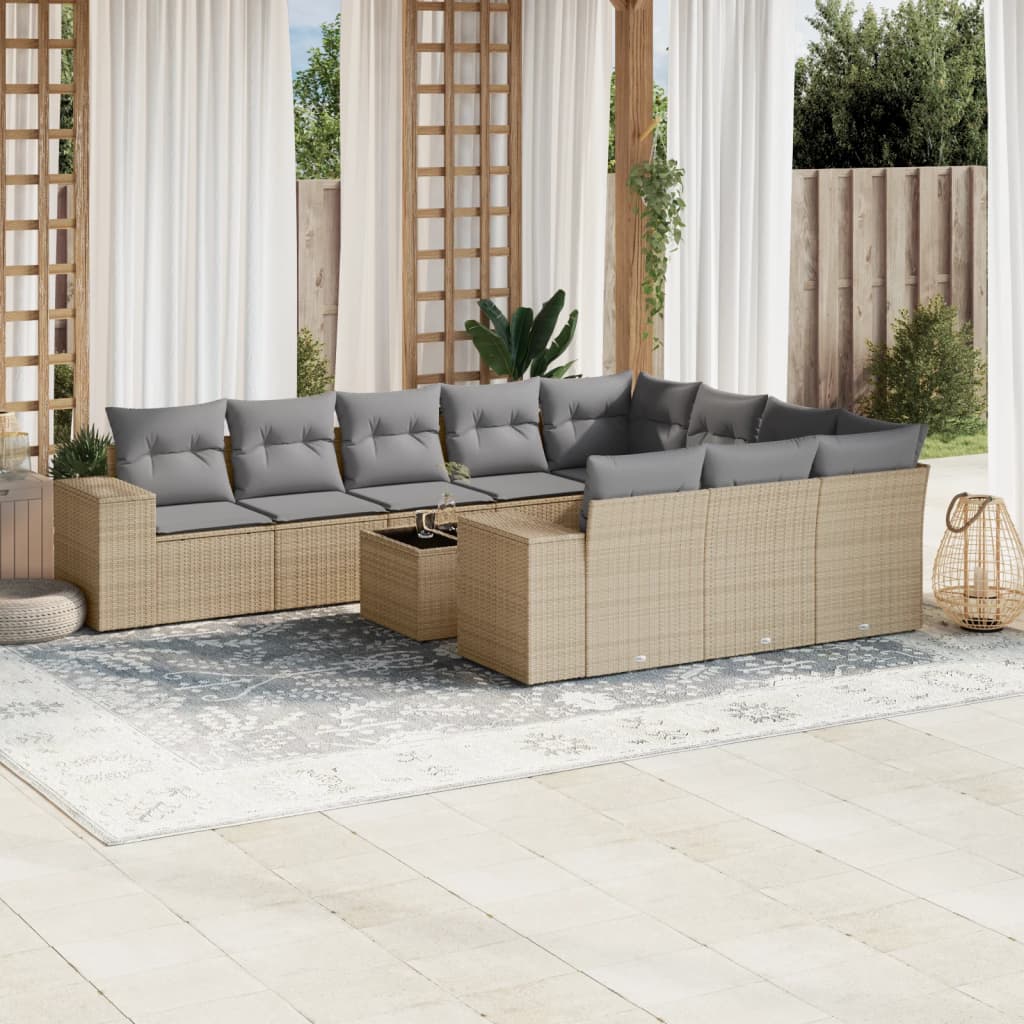 Sofasæt Til Haven 10 Dele Med Hynder Polyrattan Brun