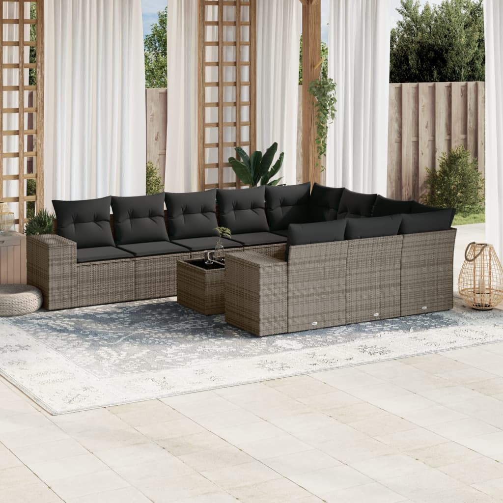 Sofasæt Til Haven 10 Dele Med Hynder Polyrattan Brun