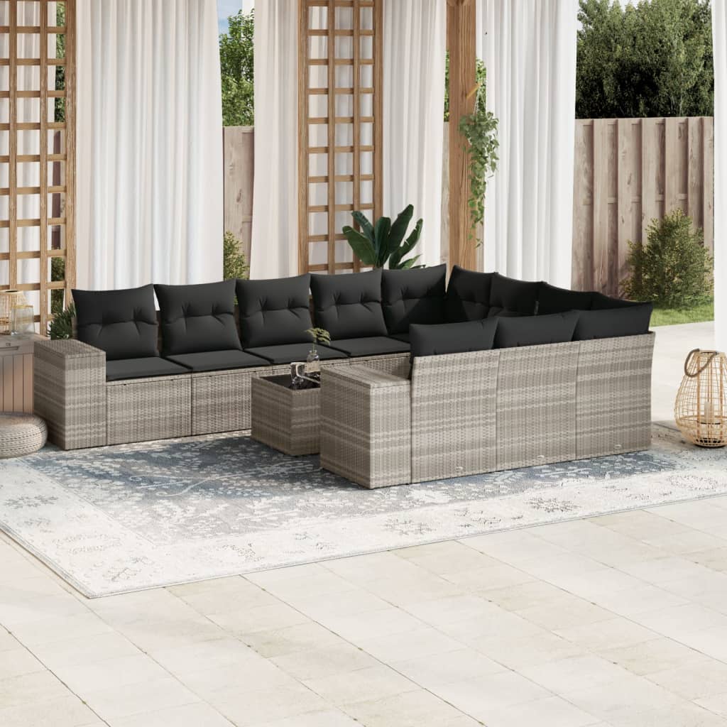 Sofasæt Til Haven 10 Dele Med Hynder Polyrattan Brun