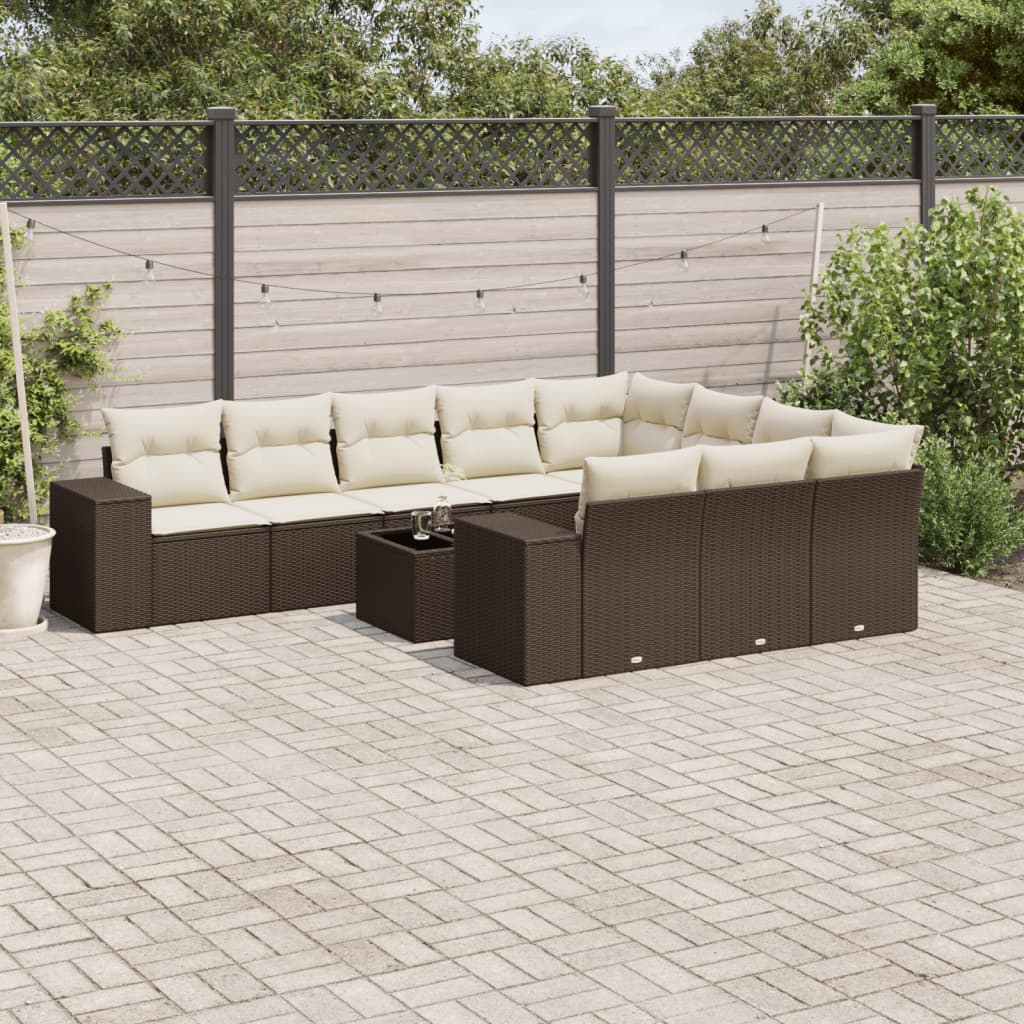Sofasæt Til Haven 10 Dele Med Hynder Polyrattan Brun