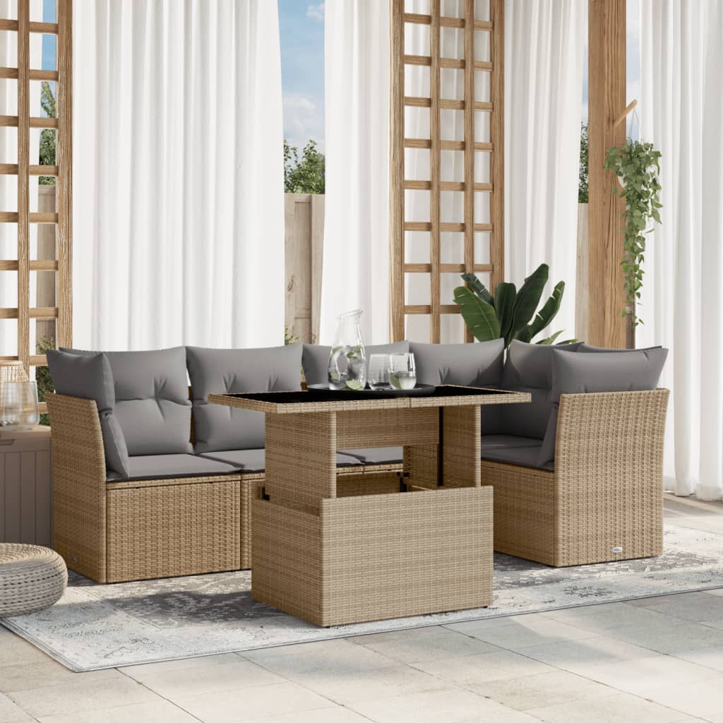 Sofasæt Til Haven 6 Dele Med Hynder Polyrattan