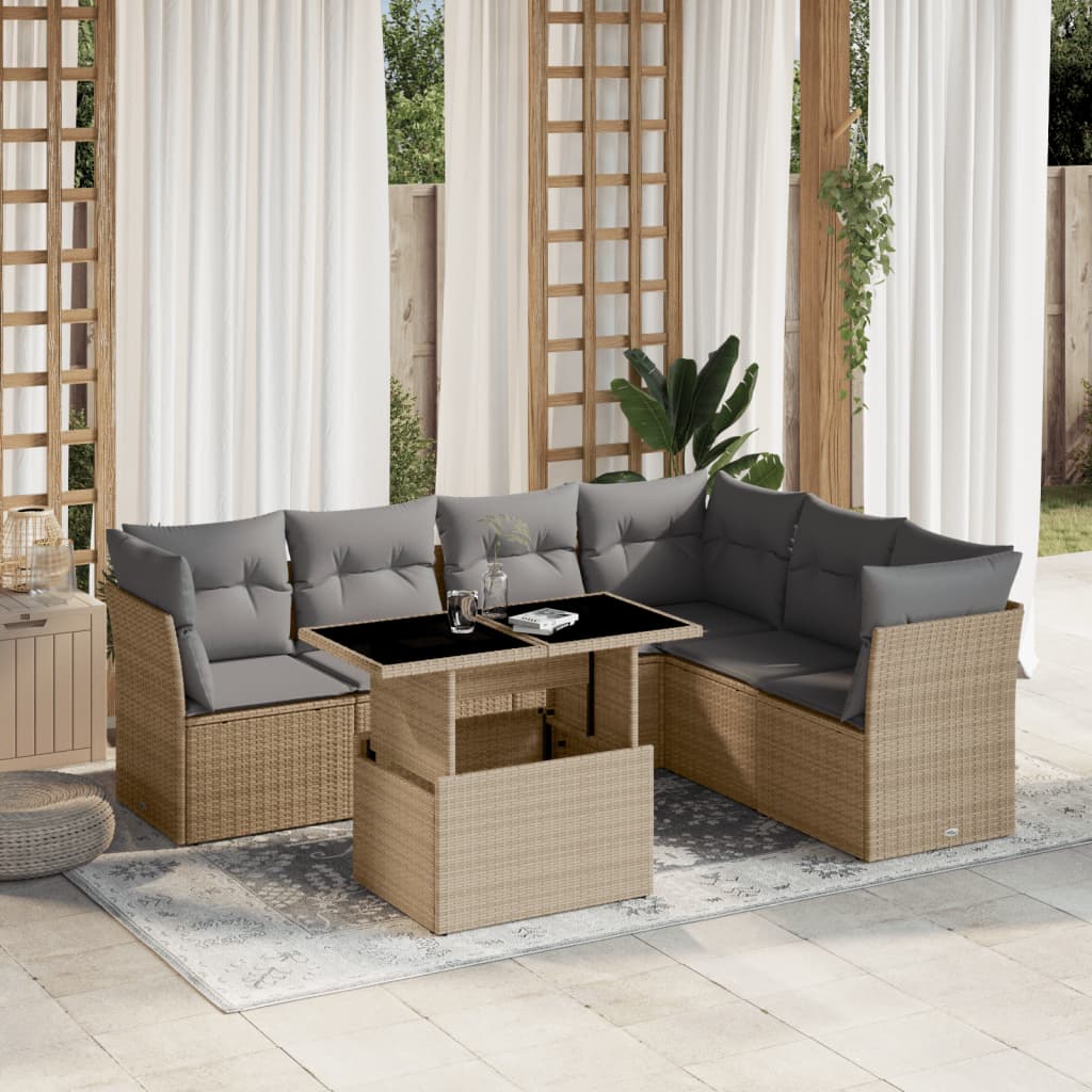Sofasæt Til Haven 7 Dele Med Hynder Polyrattan