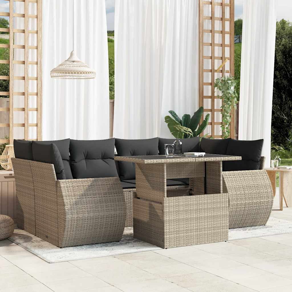 Sofasæt Til Haven 7 Dele Med Hynder Polyrattan Brun