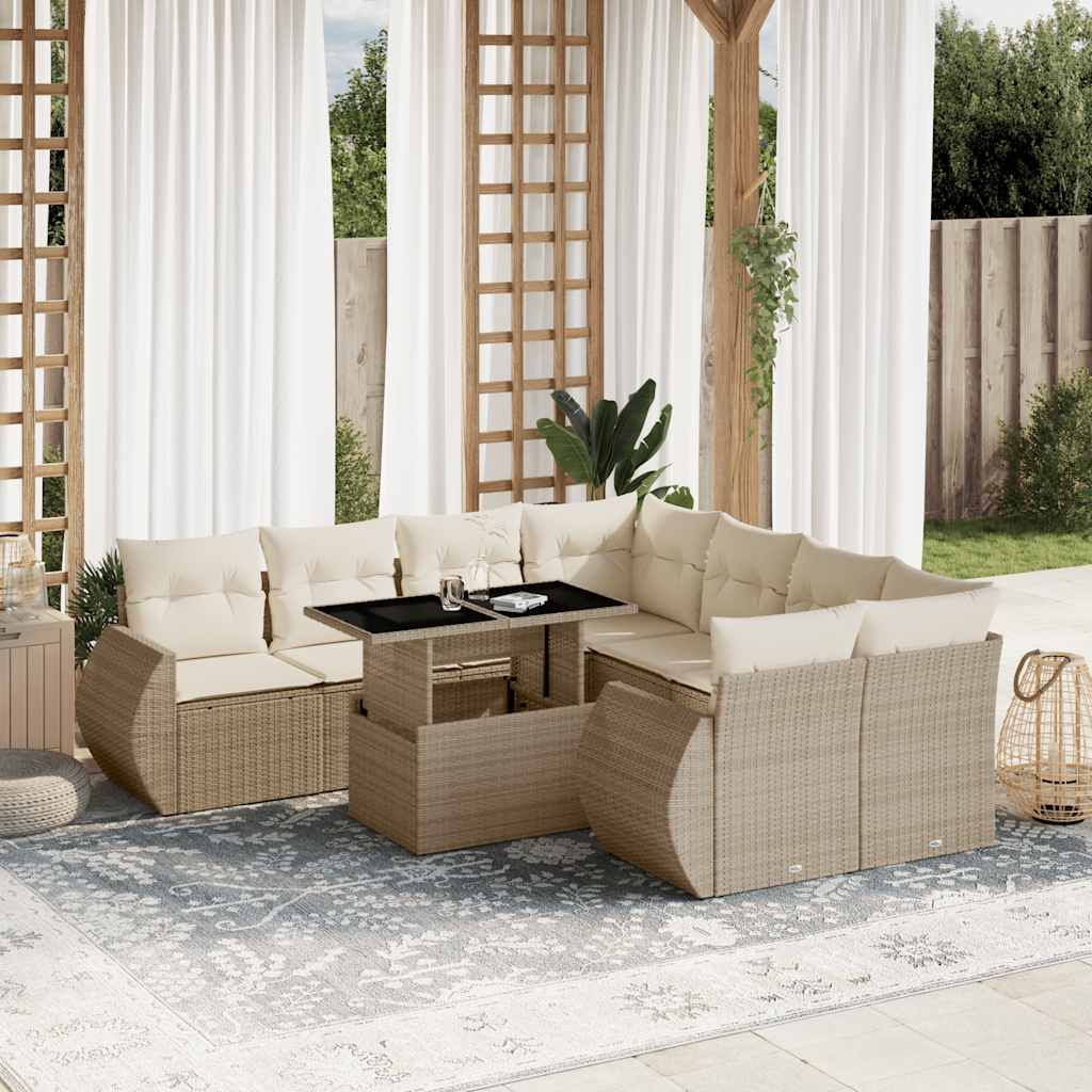 Sofasæt Til Haven 9 Dele Med Hynder Polyrattan Brun