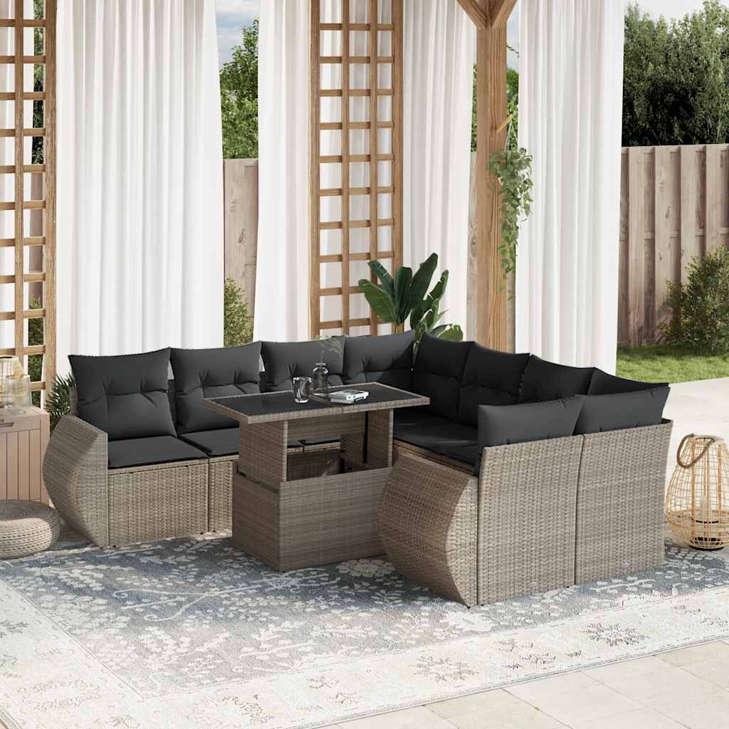 Sofasæt Til Haven 9 Dele Med Hynder Polyrattan Brun