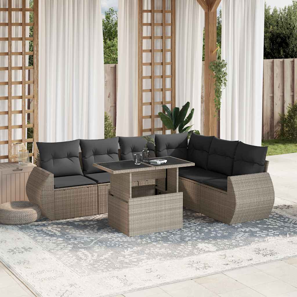Sofasæt Til Haven 7 Dele Med Hynder Polyrattan Brun