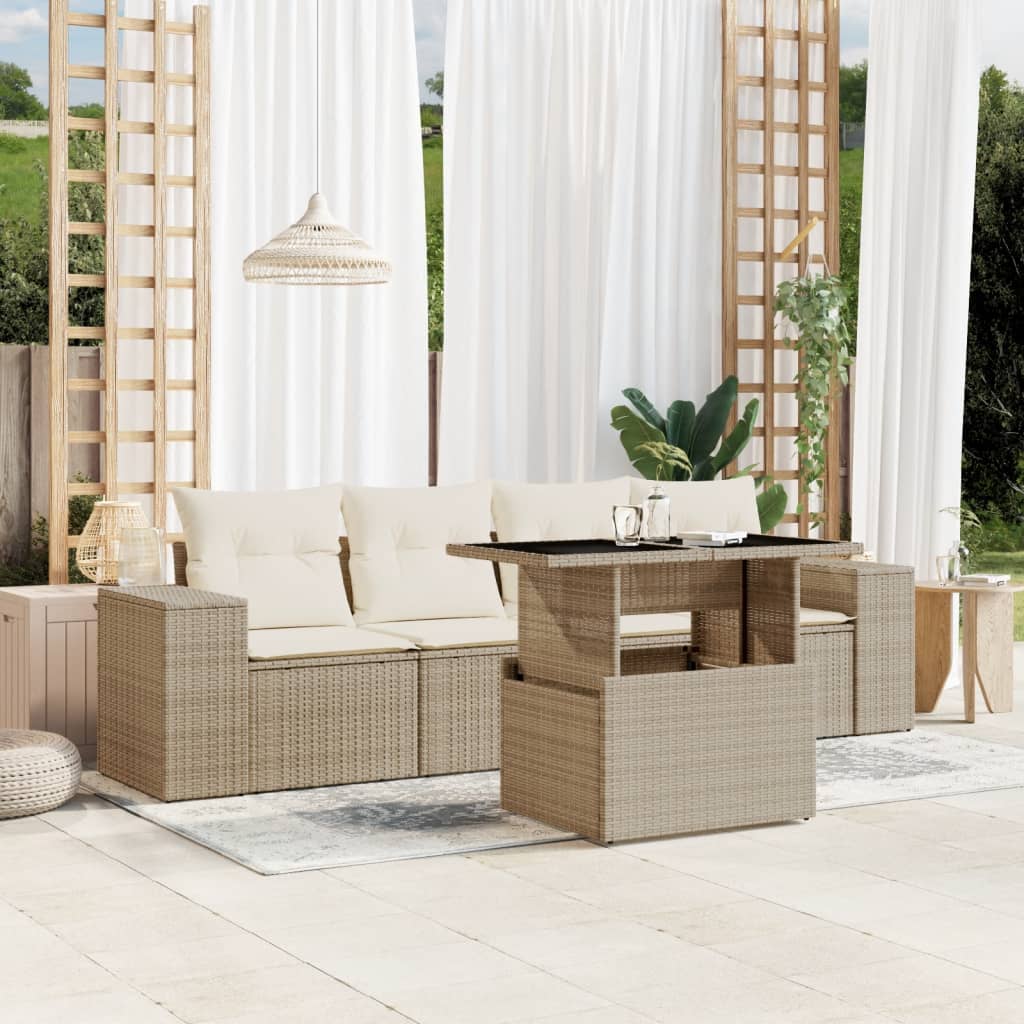 Sofasæt Til Haven 5 Dele Med Hynder Polyrattan Brun