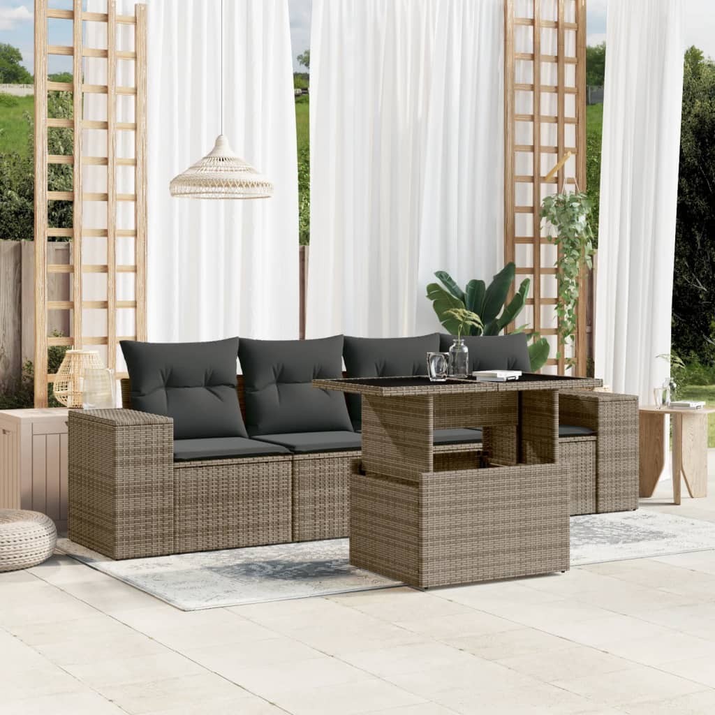 Sofasæt Til Haven 5 Dele Med Hynder Polyrattan Brun