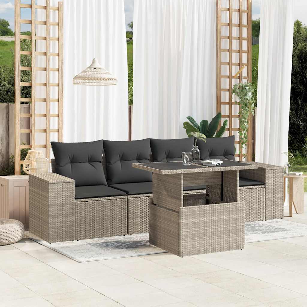 Sofasæt Til Haven 5 Dele Med Hynder Polyrattan Brun