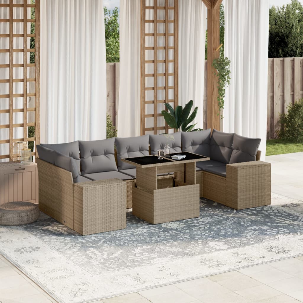 Sofasæt Til Haven 8 Dele Med Hynder Polyrattan Brun