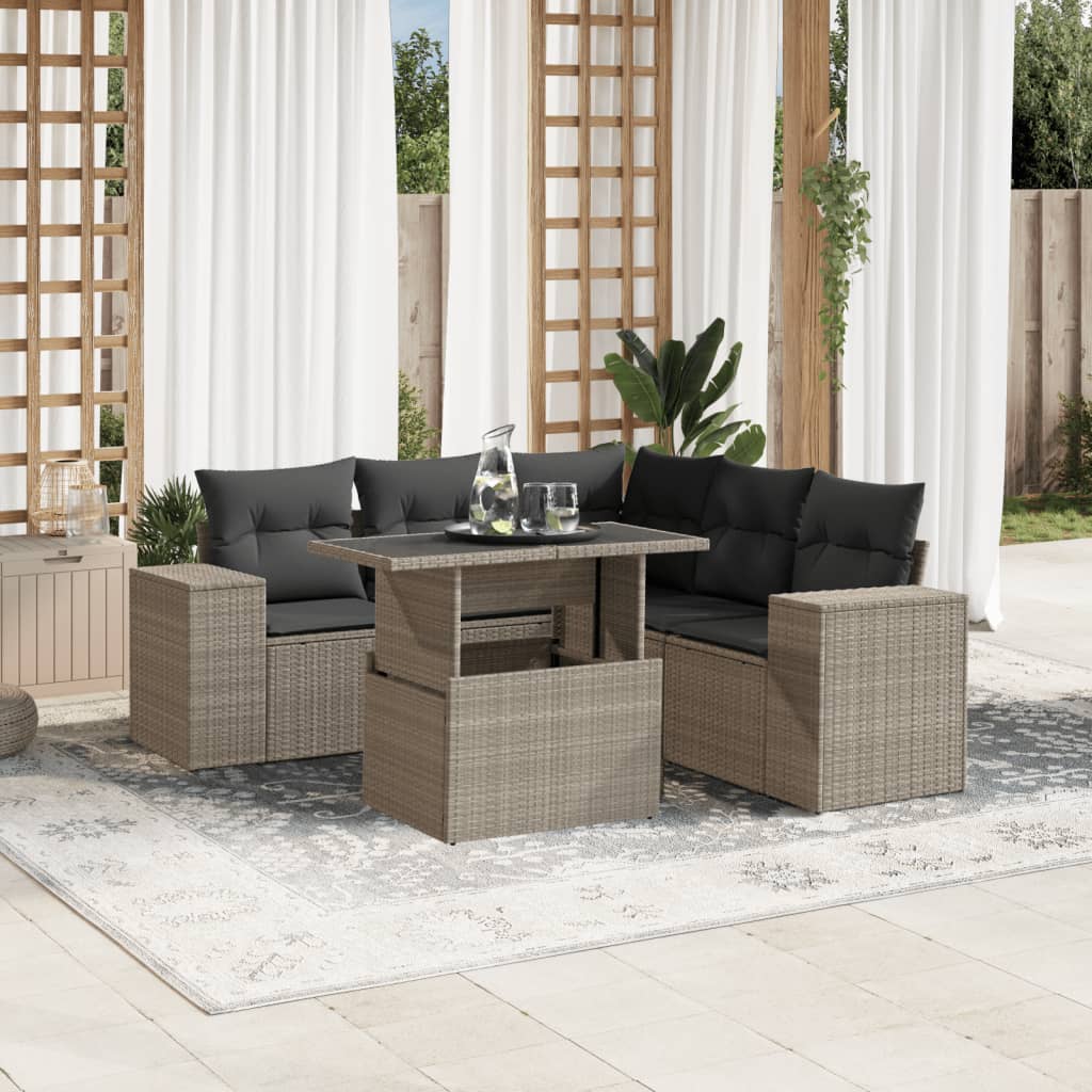 Sofasæt Til Haven 6 Dele Med Hynder Polyrattan Brun