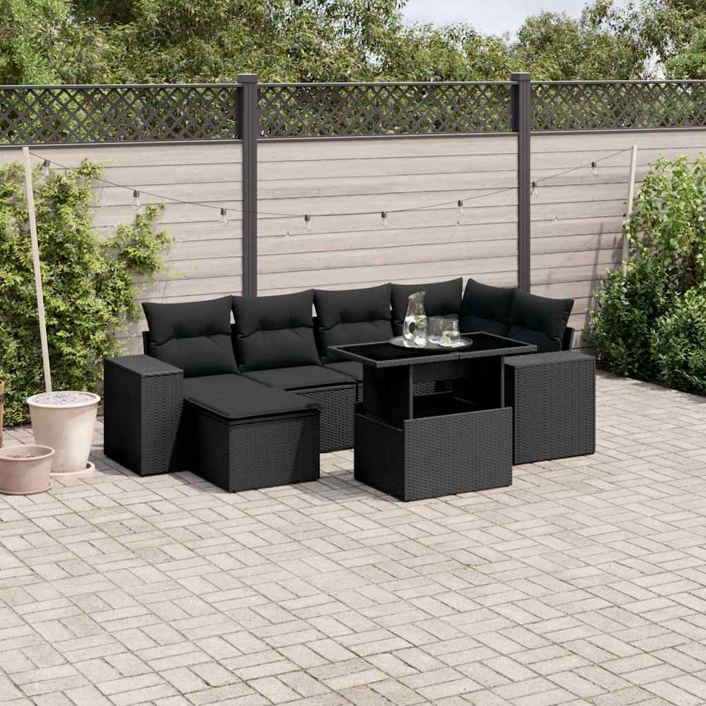 Sofasæt Til Haven 7 Dele Med Hynder Polyrattan Brun