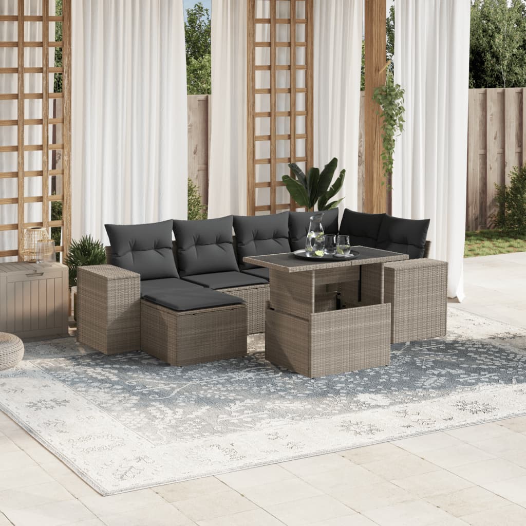 Sofasæt Til Haven 7 Dele Med Hynder Polyrattan Brun