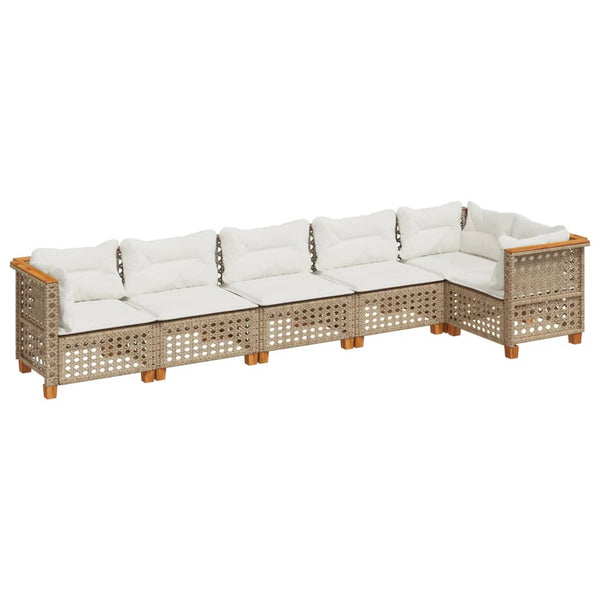 Sofasæt Til Haven 6 Dele Med Hynder Polyrattan Beige