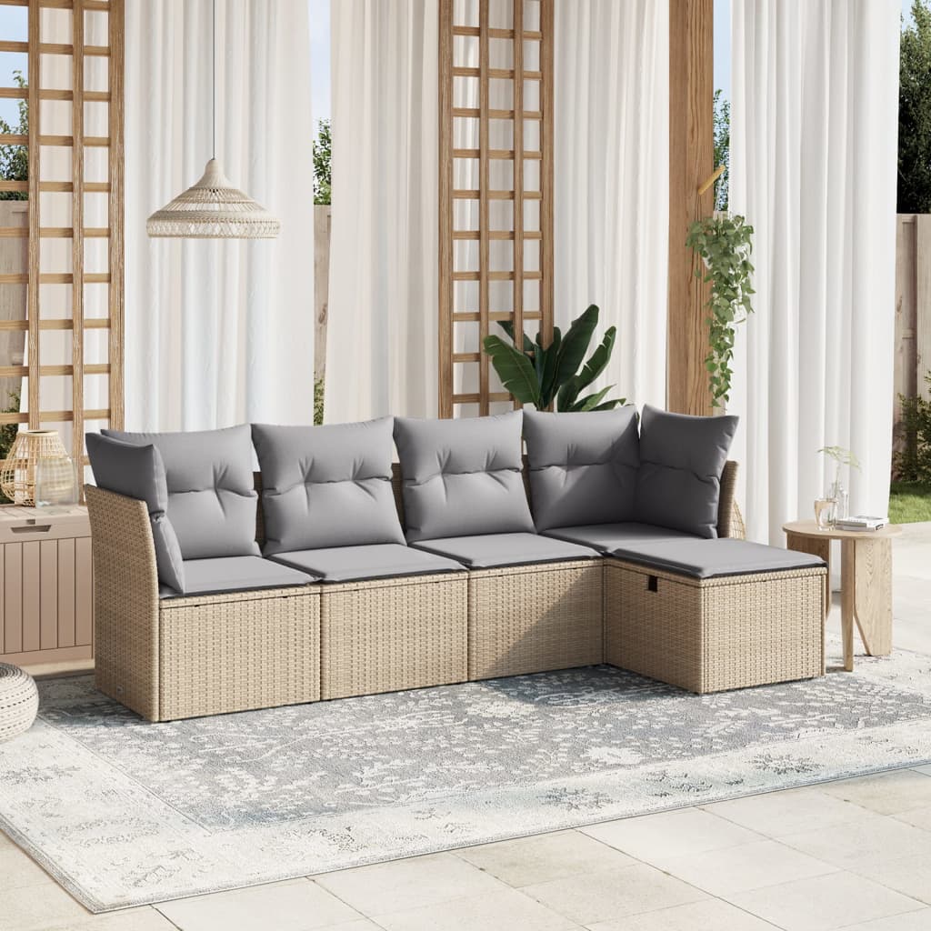 Sofasæt Til Haven 6 Dele Med Hynder Polyrattan Brun