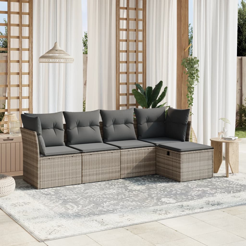Sofasæt Til Haven 6 Dele Med Hynder Polyrattan Brun