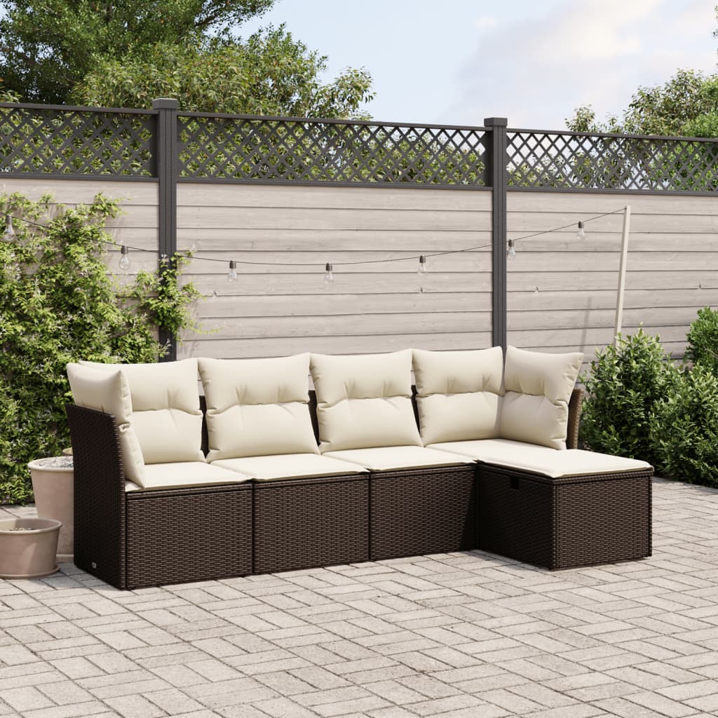Sofasæt Til Haven 6 Dele Med Hynder Polyrattan Brun