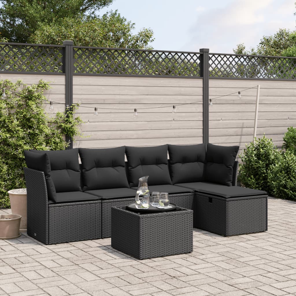 Sofasæt Til Haven 6 Dele Med Hynder Polyrattan Brun