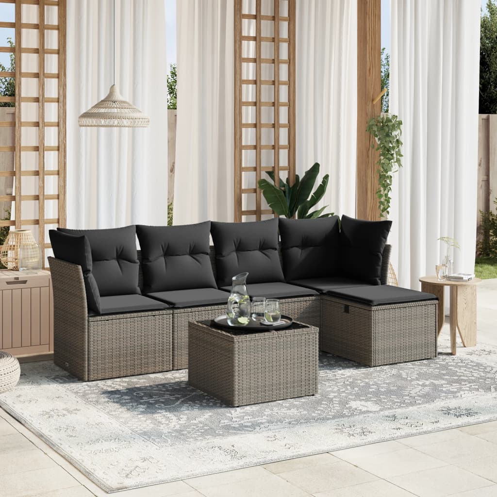 Sofasæt Til Haven 6 Dele Med Hynder Polyrattan Brun