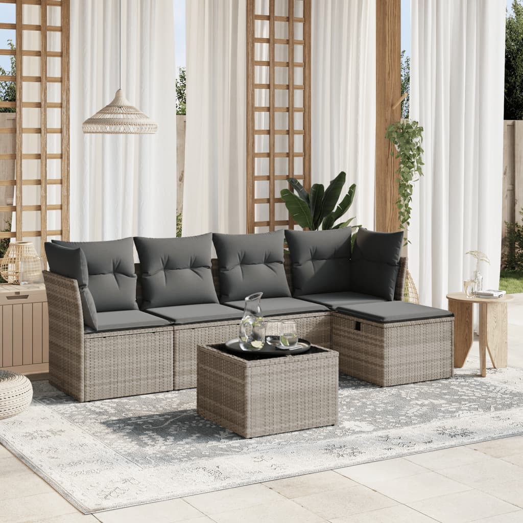 Sofasæt Til Haven 6 Dele Med Hynder Polyrattan Brun