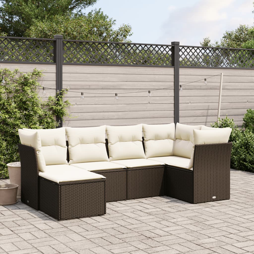 Sofasæt Til Haven 7 Dele Med Hynder Polyrattan Brun